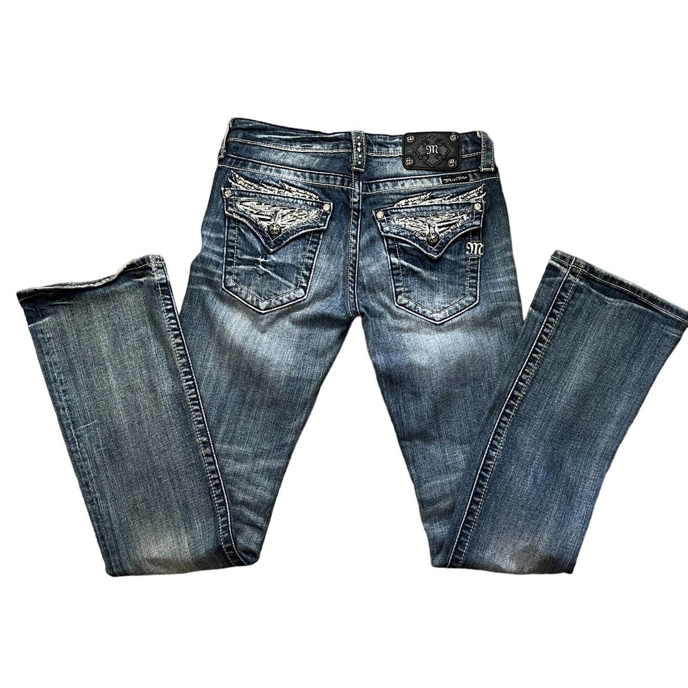 Miss Me Studded Rhinestone Wing Boot Cut jean size 29